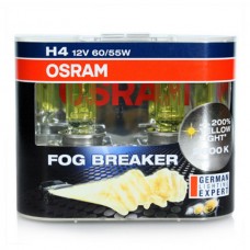 62193 FBR  EURO 12B H4 (60/55) P43t +60% (2шт) 2600K  FOG BREAKER (yellow) OSRAM автолампа